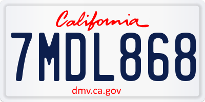 CA license plate 7MDL868