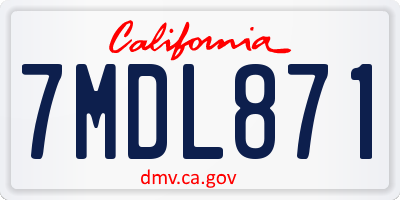 CA license plate 7MDL871