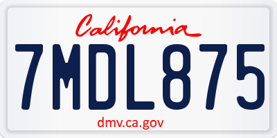 CA license plate 7MDL875