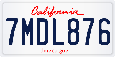 CA license plate 7MDL876