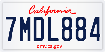 CA license plate 7MDL884