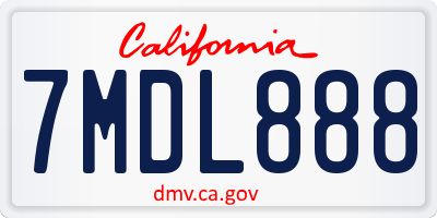 CA license plate 7MDL888