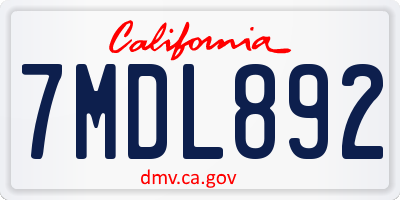 CA license plate 7MDL892