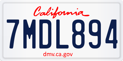 CA license plate 7MDL894