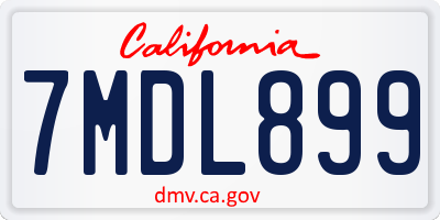 CA license plate 7MDL899