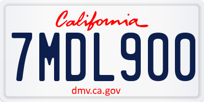 CA license plate 7MDL900