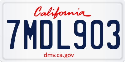 CA license plate 7MDL903