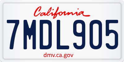 CA license plate 7MDL905