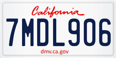 CA license plate 7MDL906