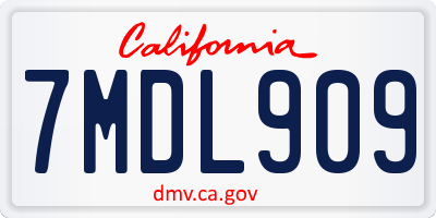 CA license plate 7MDL909