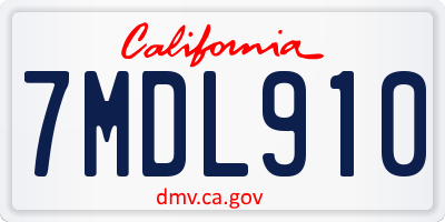CA license plate 7MDL910
