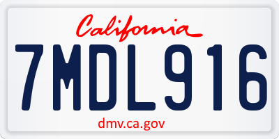 CA license plate 7MDL916