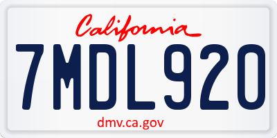 CA license plate 7MDL920