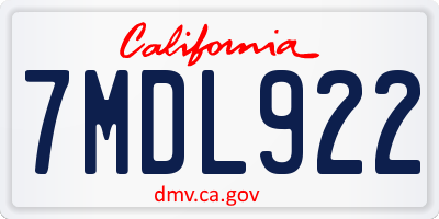 CA license plate 7MDL922