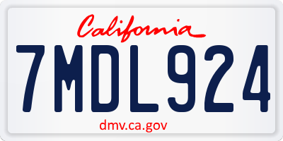 CA license plate 7MDL924