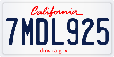CA license plate 7MDL925
