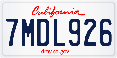 CA license plate 7MDL926