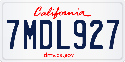 CA license plate 7MDL927