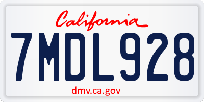 CA license plate 7MDL928