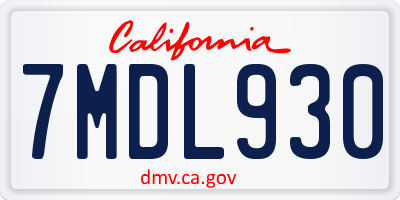 CA license plate 7MDL930