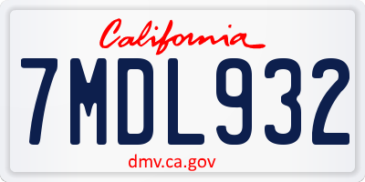 CA license plate 7MDL932