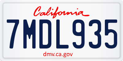 CA license plate 7MDL935