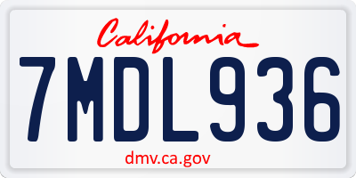 CA license plate 7MDL936