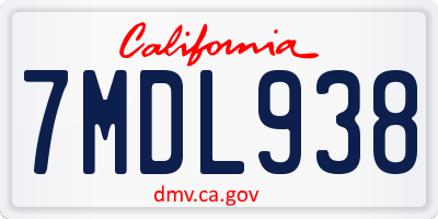 CA license plate 7MDL938