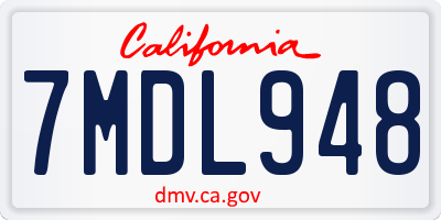 CA license plate 7MDL948