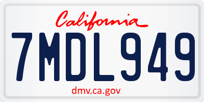CA license plate 7MDL949