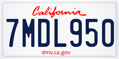 CA license plate 7MDL950
