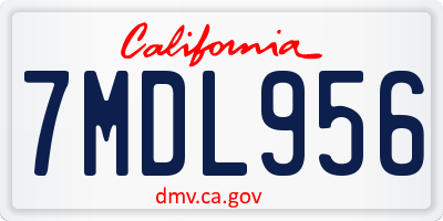 CA license plate 7MDL956