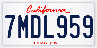 CA license plate 7MDL959