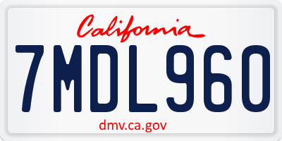 CA license plate 7MDL960