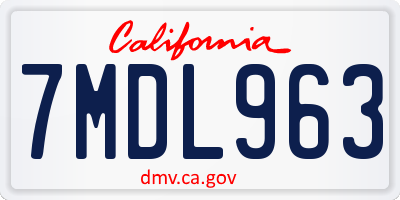 CA license plate 7MDL963