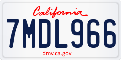 CA license plate 7MDL966