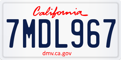 CA license plate 7MDL967