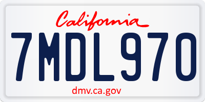 CA license plate 7MDL970