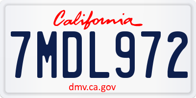 CA license plate 7MDL972