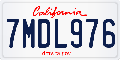CA license plate 7MDL976