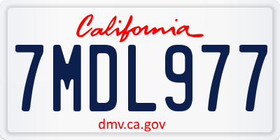 CA license plate 7MDL977