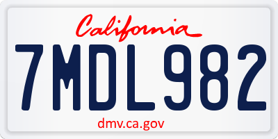 CA license plate 7MDL982