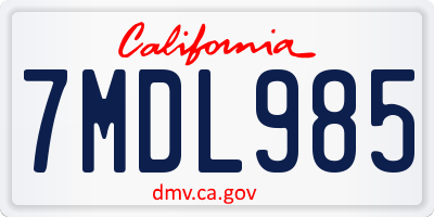 CA license plate 7MDL985