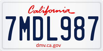 CA license plate 7MDL987