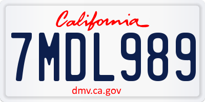 CA license plate 7MDL989