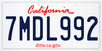 CA license plate 7MDL992