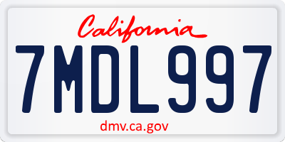 CA license plate 7MDL997