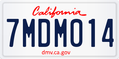 CA license plate 7MDM014