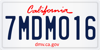 CA license plate 7MDM016