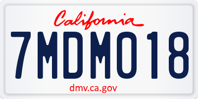 CA license plate 7MDM018